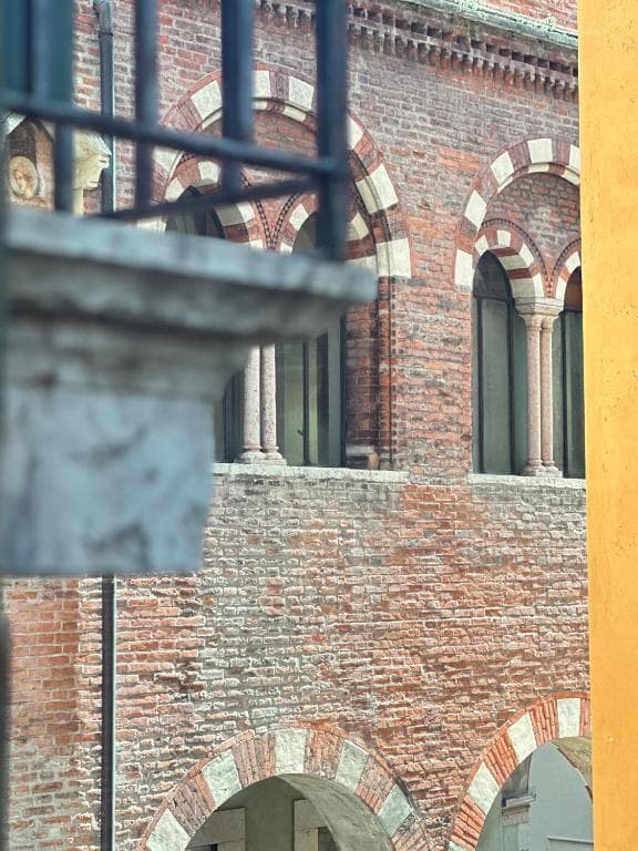 View of Historic **Arched Windows** from Balcony